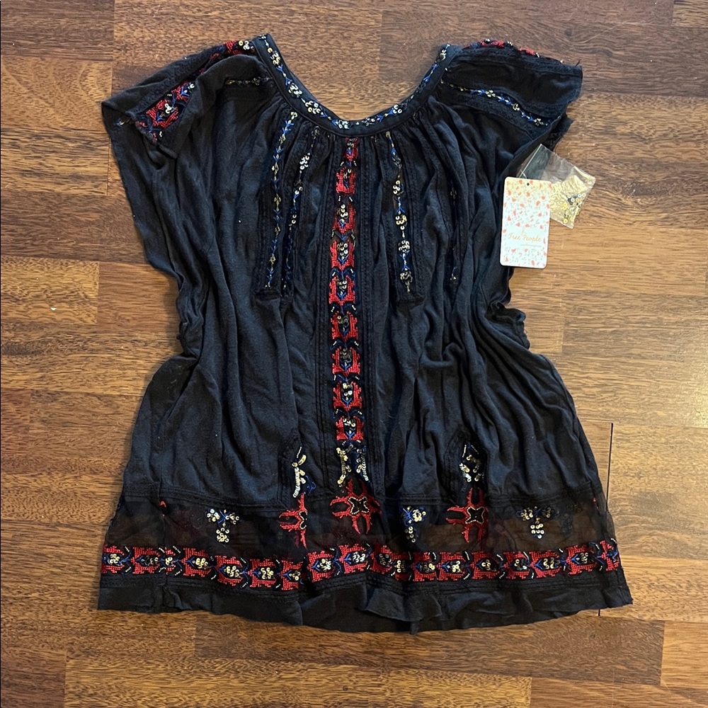 NWT Free People beaded shirt size L